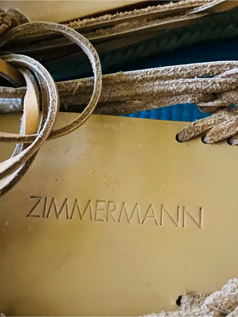 Zimmermann Tan Braided Leather Espadrille Lace-Up Flats